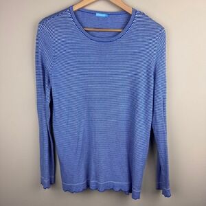 J. McLaughlin Striped Long Sleeve Top Scalloped Hem Cashmere Blend Large